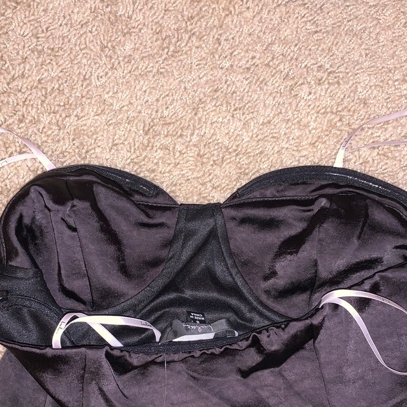 NWT Lulu’s Sultry Sweetie Black Strapless Satin Bustier Bodysuit Size Small - Picture 8 of 14